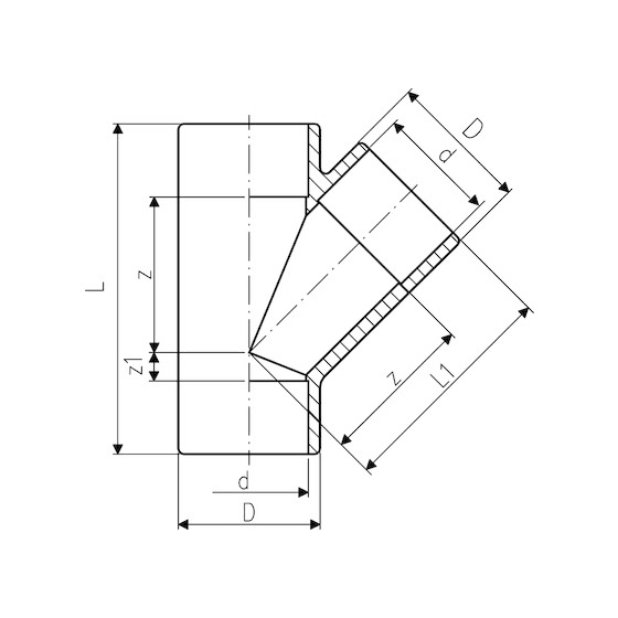 Putkenosat T-yhde 45° PVC-U 90mm