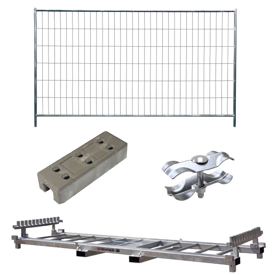 1 - Työmaa-aidan osat ja telineet