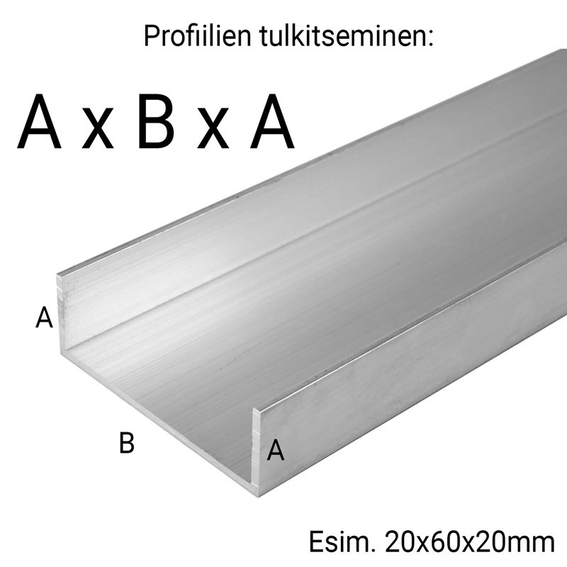 U-Profiilit Teräs S235J2C+N 20x40x20x2mm 6000mm