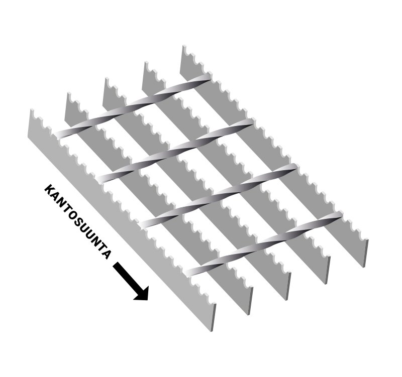 1 - Ritilämatot ja tasoritilät Puristehitsattu kuumasinkitty SP Hammastettu S5 34x76 25x3 6100x1000mm