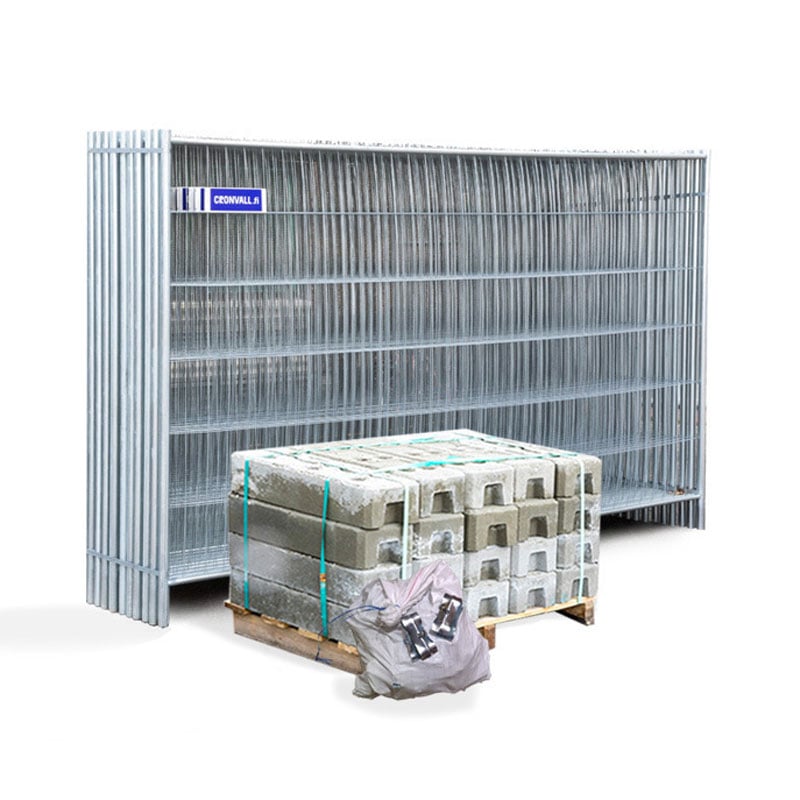 1 - Työmaa-aidat Betonijaloilla - Sisältää kaiken tarvittavan