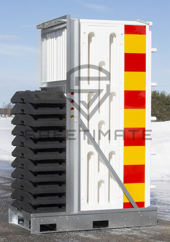 Työmaa-aidat Muovinen työmaa-aita ja muovijalat telineessä pieni