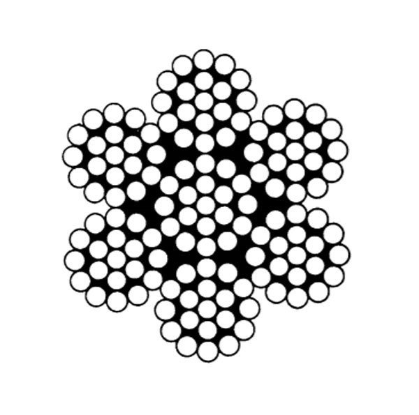 Teräs ja kuituköydet Teräsköysi HST 2mm - 6x19 1570N/mm2