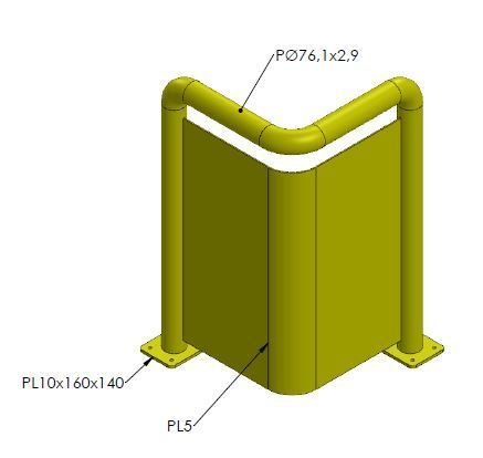 Törmäyssuojat Törmäyssuoja Sinkitty + maalattu 76.1x2.9 / 600x600x1000mm