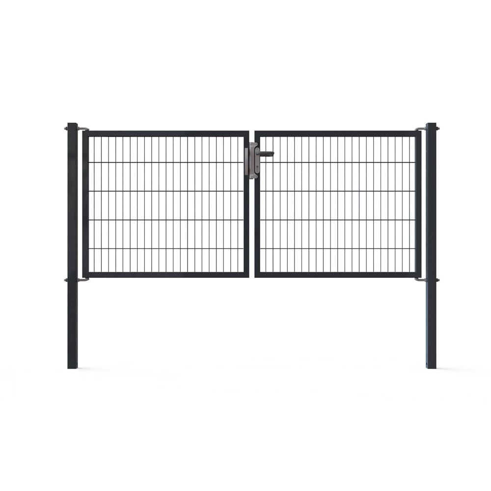 1 - Kolmilanka-aita portit Ajoportti Gardia 2-lehtinen 1400x3000mm Antrasiitinharmaa RAL 7016