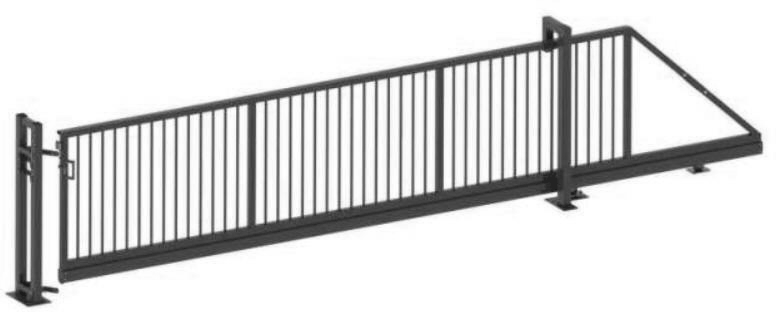 Kolmilanka-aita portit Liukuportti Robusta SC 2000x6000mm RAL7016 Antrasiitinharmaa