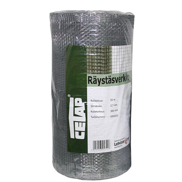 1 - Kudotut verkot Sinkitty 2.7x2.7x0.4mm 300mm x 25m