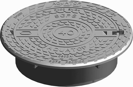 1 - Kevyet kaivonkannet KEHYS PYÖREÄ SGPAM AQUATOP 600/190 MM D400 HYLLYLLÄ SÄÄD.