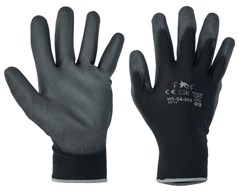 1 - Henkilösuojaimet Työhanskat PU-pinnoitettu polyester käsine 12kpl/paketti Koko 10