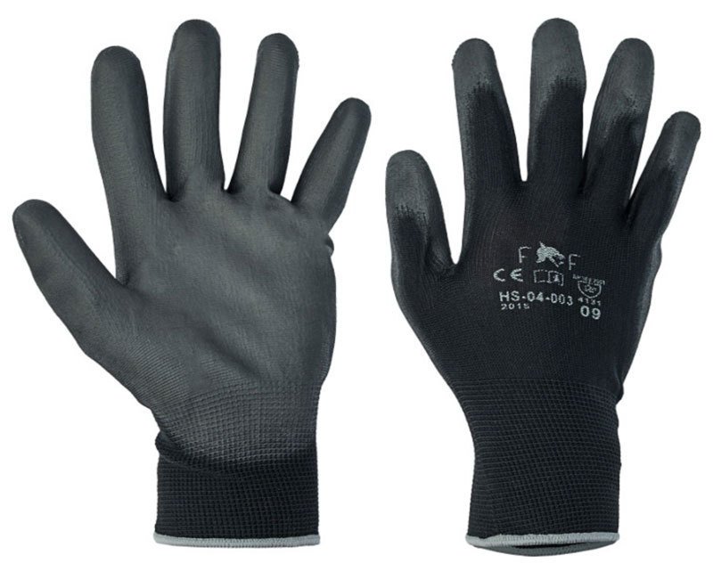 1 - Henkilösuojaimet Työhanskat PU-pinnoitettu polyester käsine 12kpl/paketti Koko 10