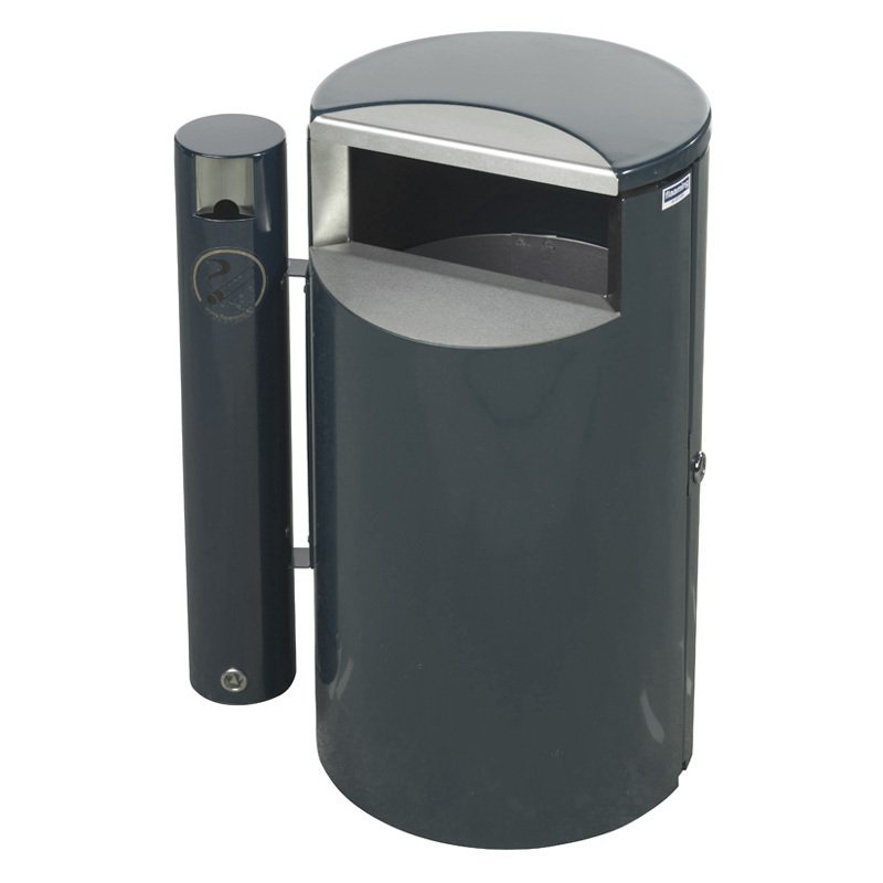 Roskakorit ja hiekka-astiat Roskakori tuhkaputkella Teräs Harmaa 30 litraa