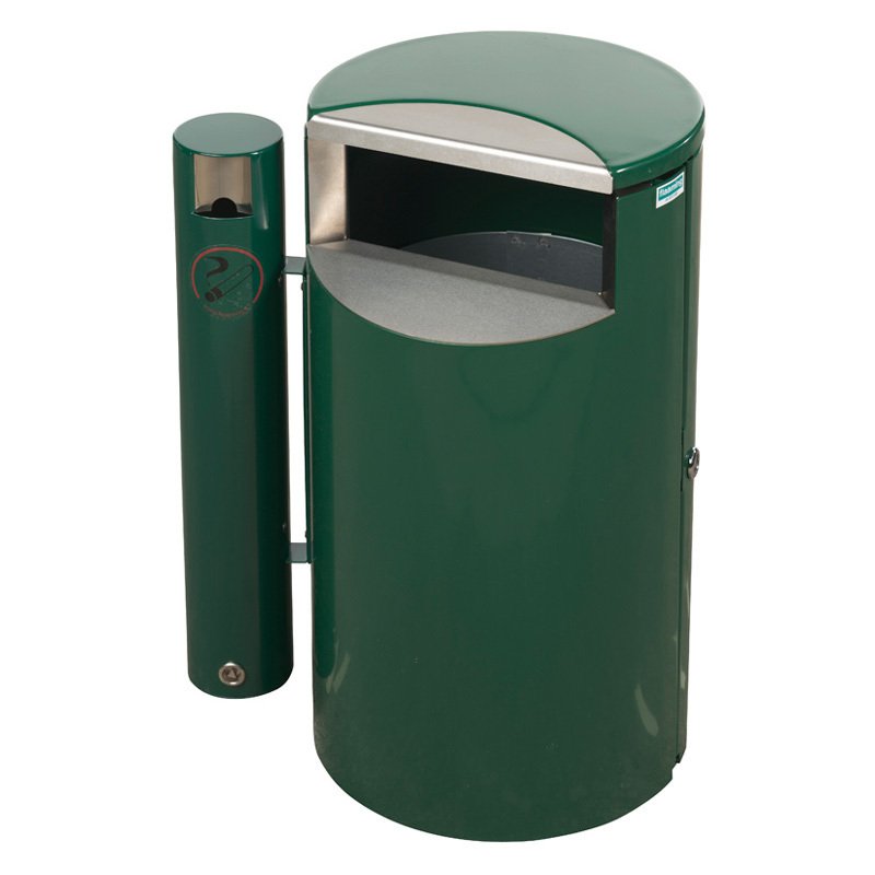 1 - Roskakorit ja hiekka-astiat Roskakori tuhkaputkella Teräs Vihreä 60 litraa