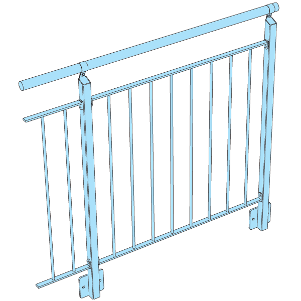 Ritilämatot ja tasoritilät Pyörötankokaide sinkitty kylkikiinnitys 1100mm