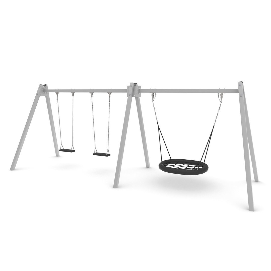 1 - Leikkivälineet Keinurunko pesäistuimella ja kahdella istuinpaikalla VST1494