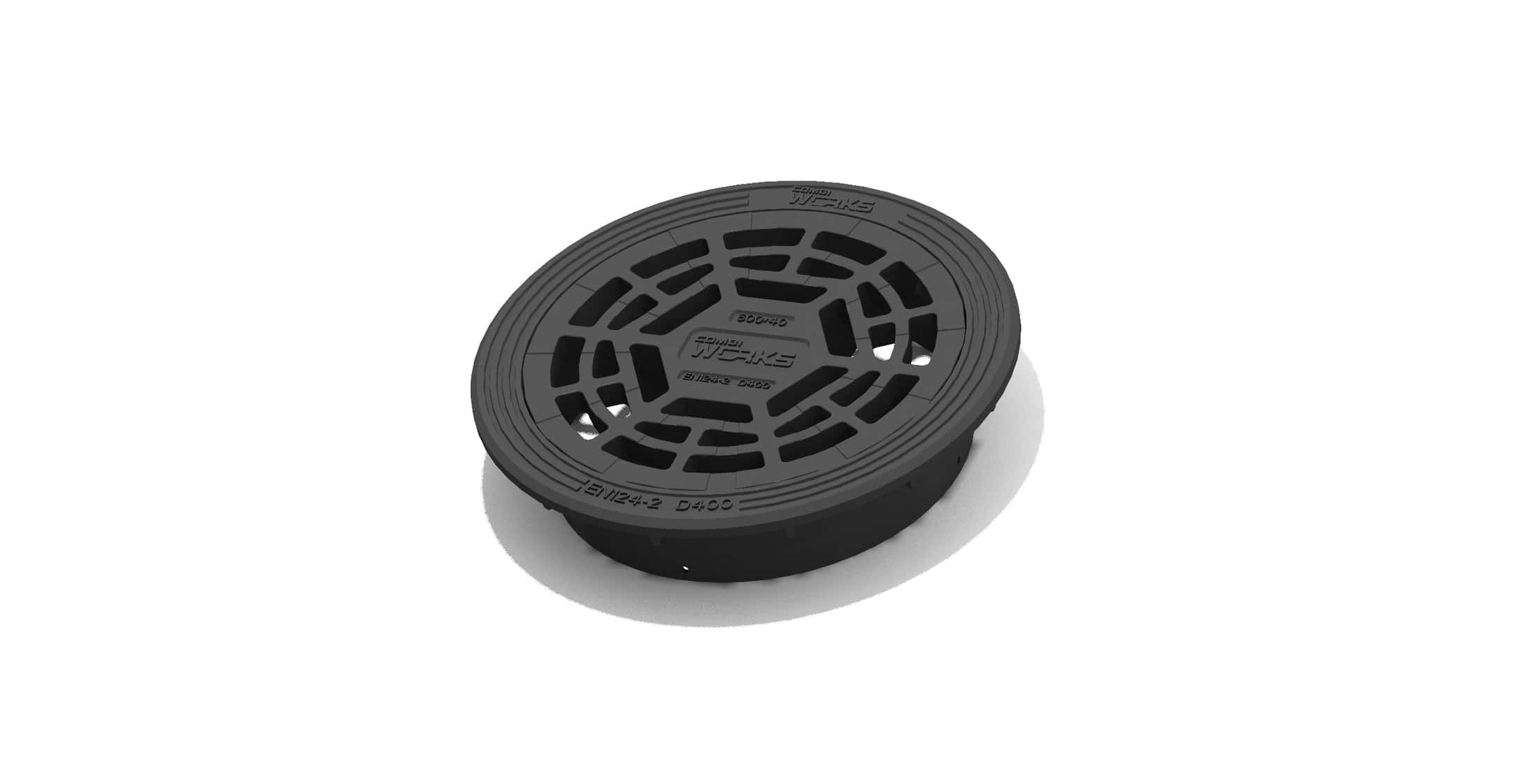 Valurauta kaivonkannet 600/40 D400 kelluva kehys ja sadevesikansi