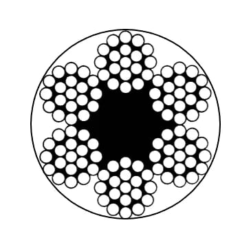 Teräs ja kuituköydet Muovipäällysteinen teräsköysi 4/5mm 6x19IWRC 1770N/mm Musta