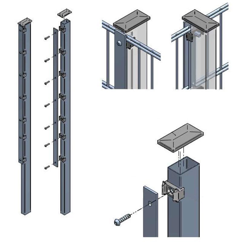Kolmilanka-aita irto-osat Kolmilankaverkko-aita Tolppa Antrasiitinharmaa 2000mm