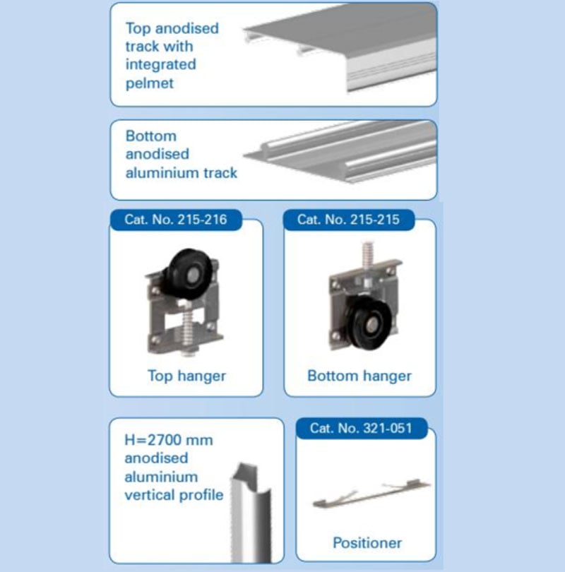 1 - Liukuovet ARES 3 Liukuovijärjestelmä Hopea 1800mm