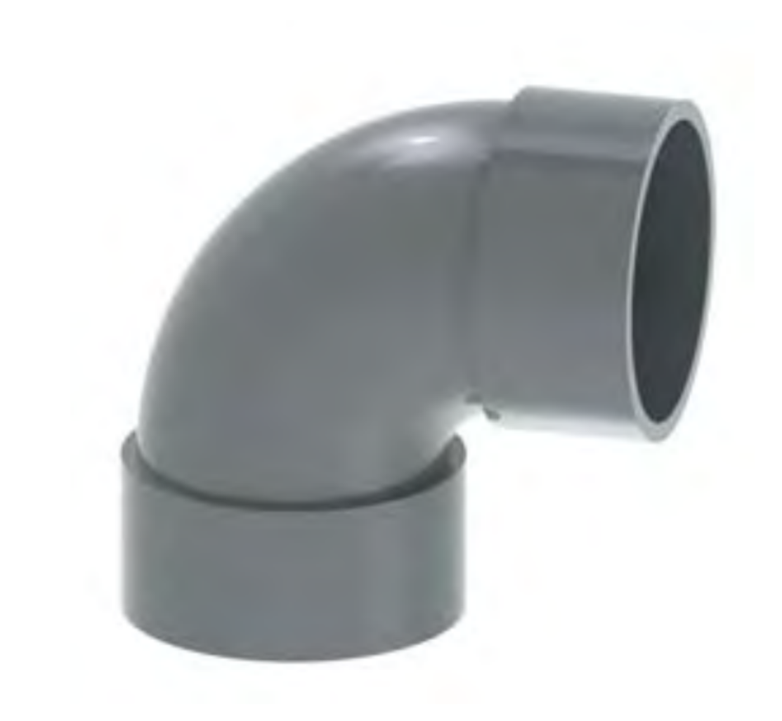 1 - Putkenosat Käyrä 90° lyhyt PVC-U 400mm