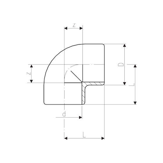 1 - Putkenosat Kulma 90° PVC-U 8mm