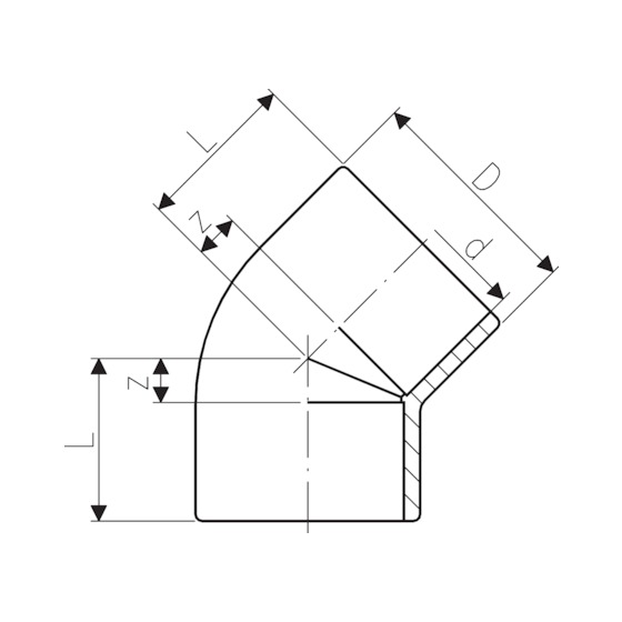 Putkenosat Kulma 45° PVC-U 40mm