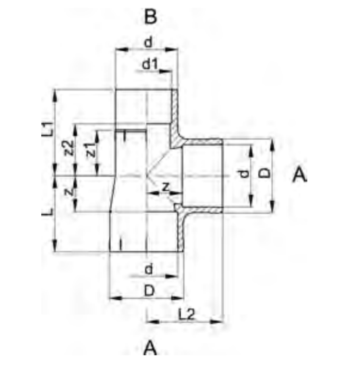 1 - Putkenosat T-yhde 90° PRO-FIT yhtäsuuri PVC-U 32x25mm