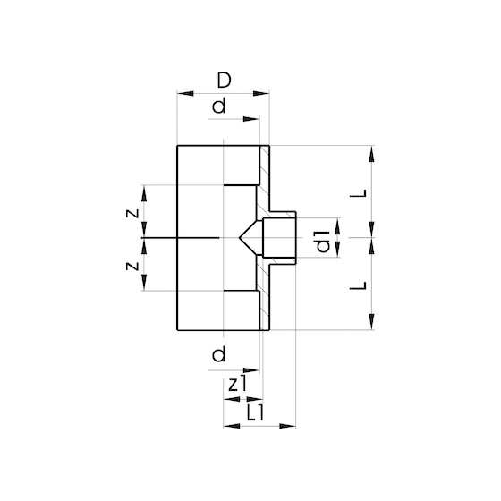 Putkenosat T-yhde 90° supistava PVC-U 125x90mm