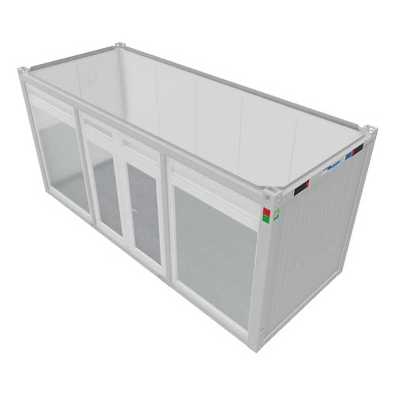 Työmaakontit 20’ näyttelykontti vaaleanharmaa – RAL 7035