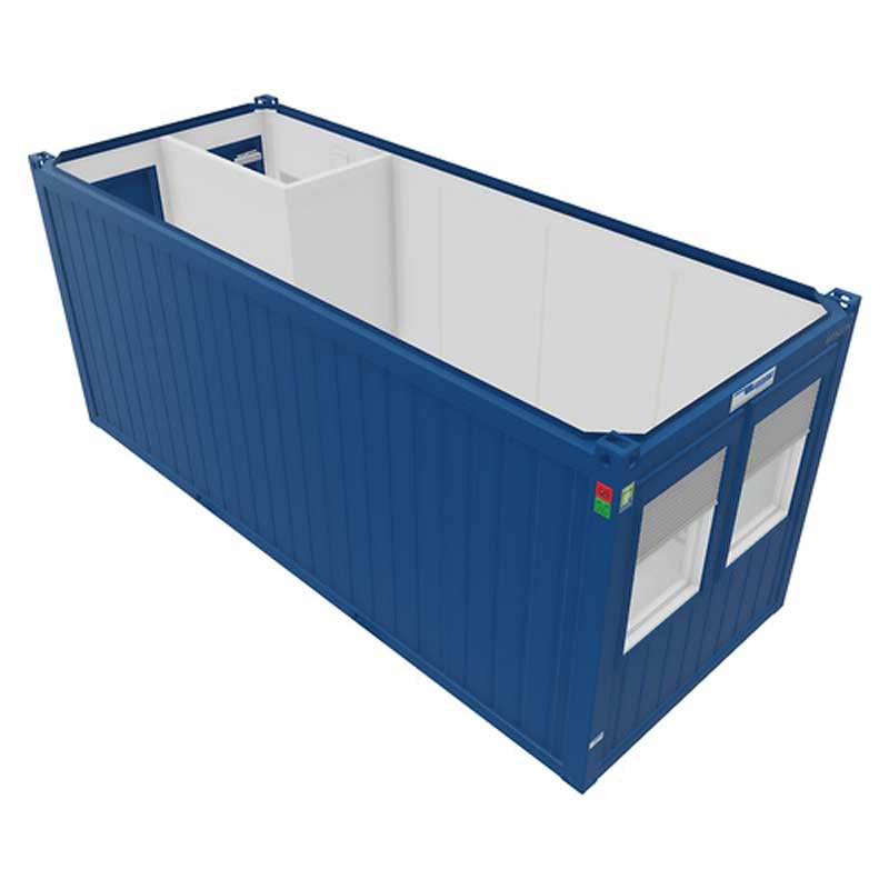 Työmaakontit 20’ toimistokontti classic line sininen – RAL 5010