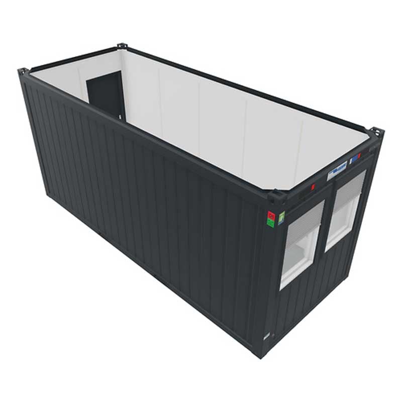 Työmaakontit 20’ toimistokontti classic line antrasiitinharmaa – RAL 7016