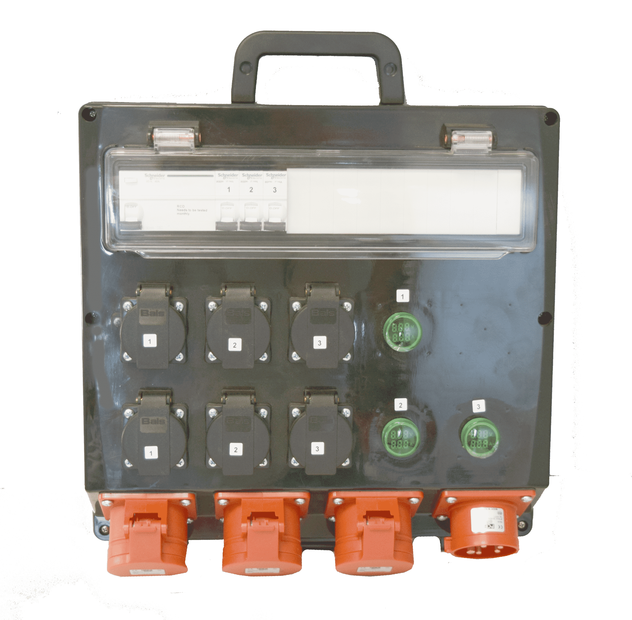 Työkalut Työmaan sähkökeskus vaihemittareilla 16A/400V TAS16/S