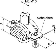 1 - Putken kiinnitys Putkikannake FRS Plus M8/M10 95-103 mm