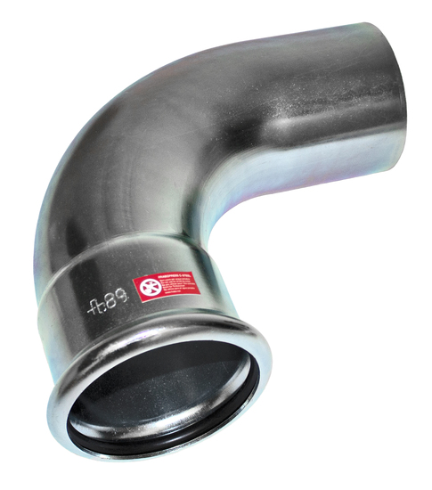 1 - Putkenosat Puristuskäyrä muhvi-pisto 90° Sinkitty 88.9mm M-press