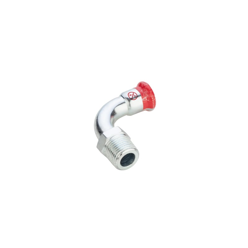 1 - Putkenosat Puristuskäyrä muhvi-kierre 90° Sinkitty 18mm 1/2" UK M-press