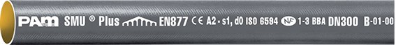 1 - Kiinteistöviemäröinti Viemäriputki PAM SMU Plus DN200 3000mm Valurauta