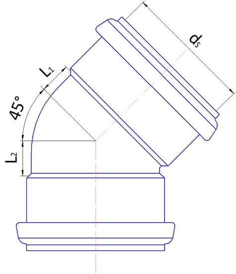 1 - Kiinteistöviemäröinti Muhvikulma Wiitta PP 75mm 45° harmaa