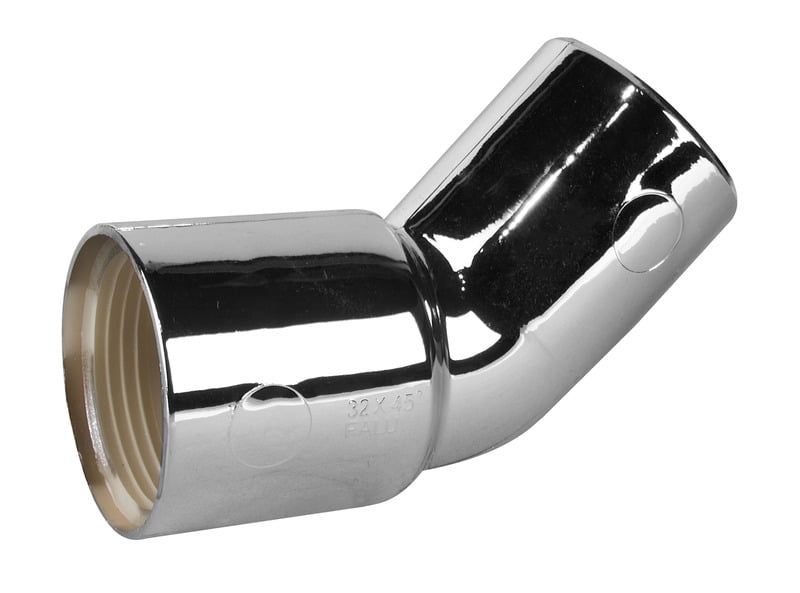 1 - Kiinteistöviemäröinti Kulmayhde 45° 32mm PP Kromattu Falu Vulk