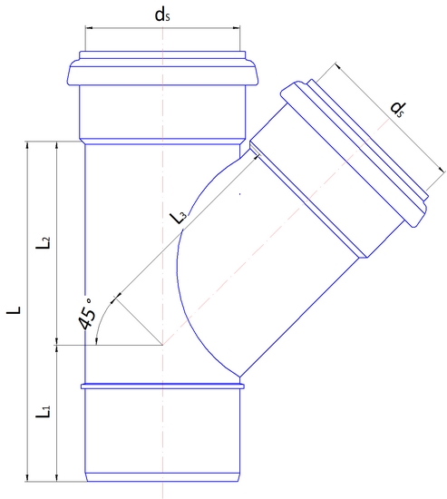 1 - Kiinteistöviemäröinti Haarayhde Wiitta PP 110/75mm 45° harmaa