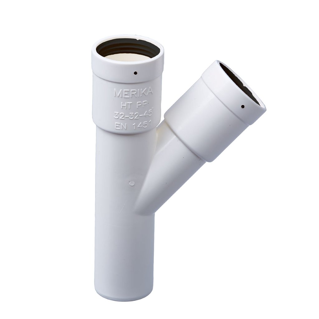 1 - Kiinteistöviemäröinti Haarayhde Merika HT PP 32x32x45° valkoinen