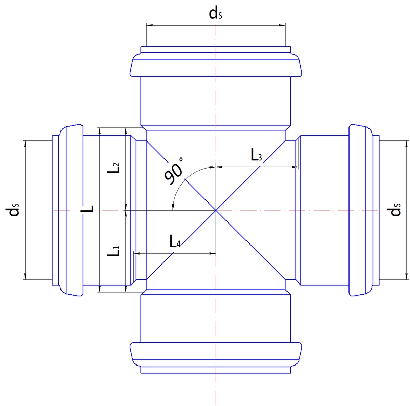 1 - Kiinteistöviemäröinti Kaksoismuhvihaara PP Wiitta 110x110/88.5° harmaa