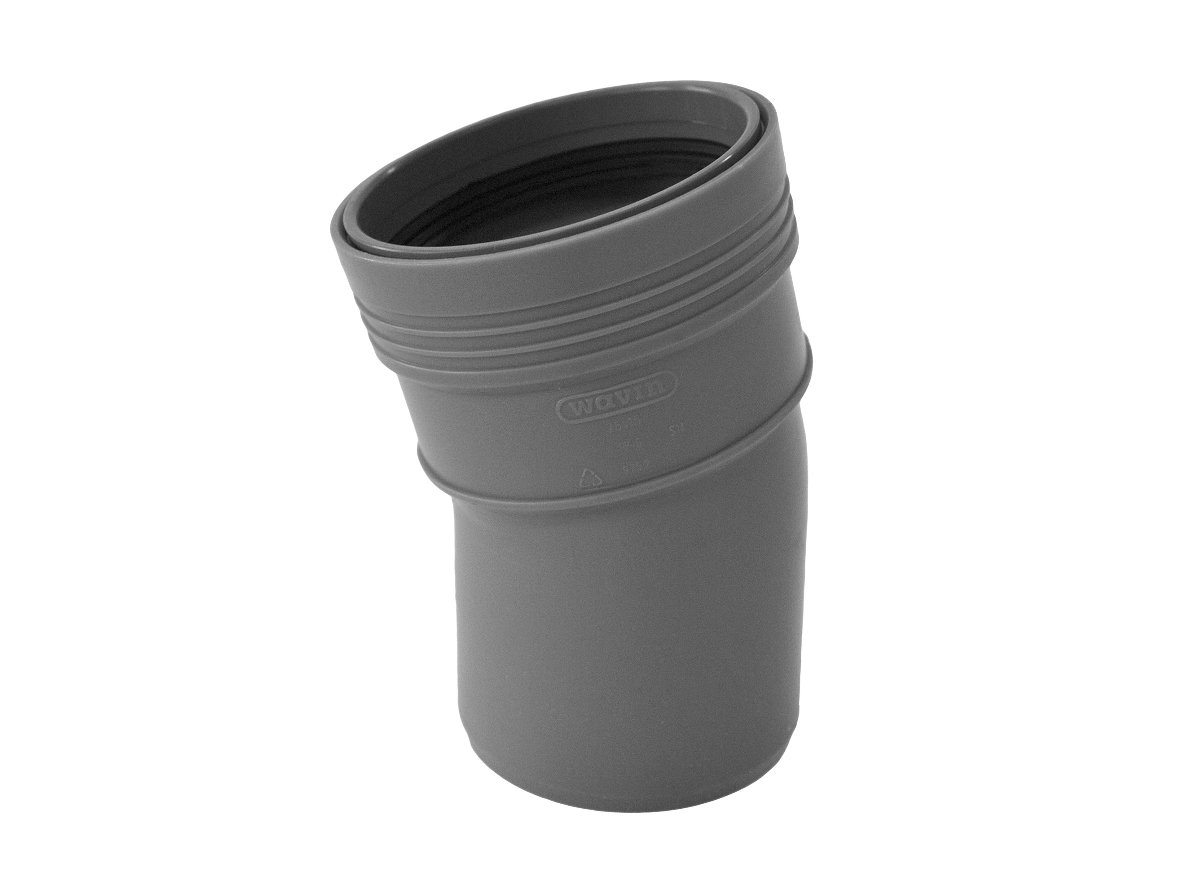 1 - Kiinteistöviemäröinti Kulmayhde Wavin Wafix PP 110x15° harmaa