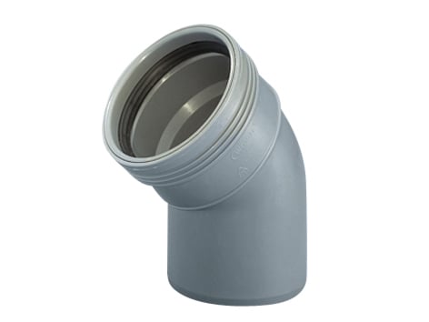 1 - Kiinteistöviemäröinti Viemärikulma Wavin Wafix PP 50x45° harmaa
