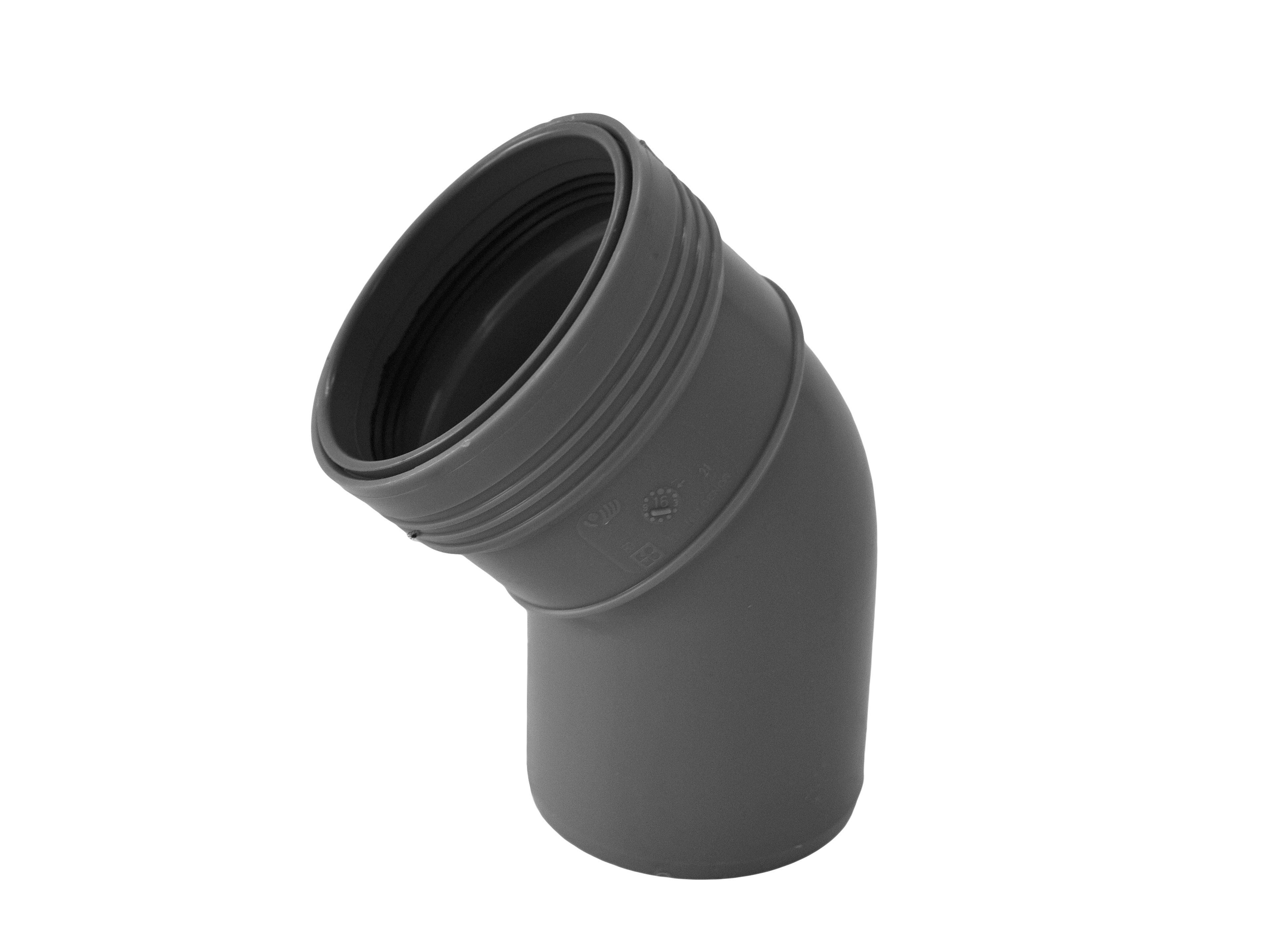 1 - Kiinteistöviemäröinti Kulmayhde Wavin Wafix PP 75x45° harmaa