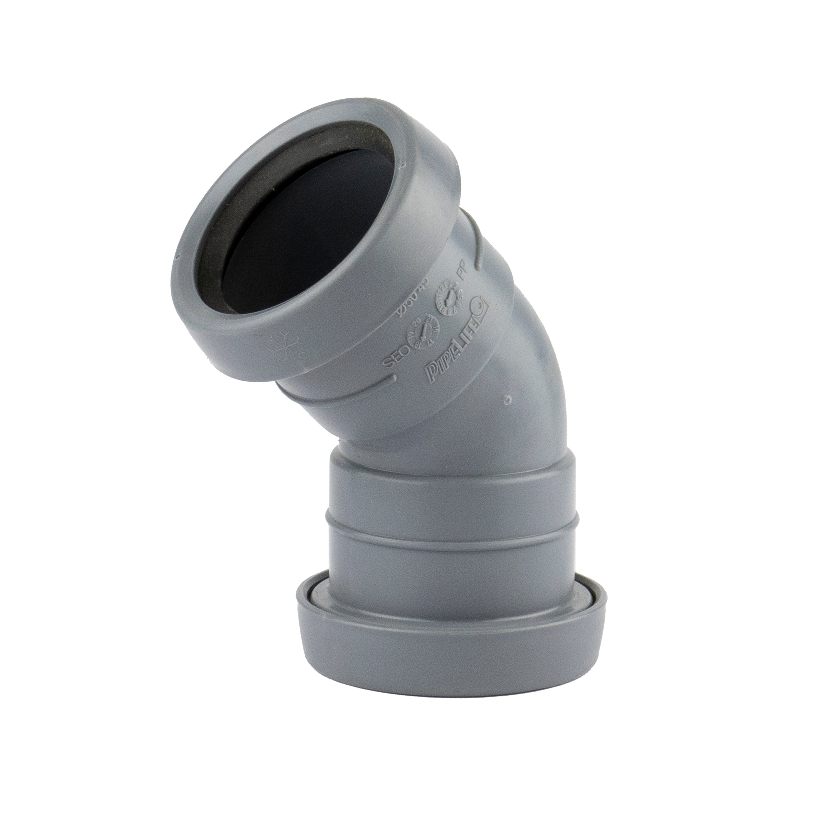 1 - Kiinteistöviemäröinti Muhvikulma VOTEC PP 50mm 45° harmaa