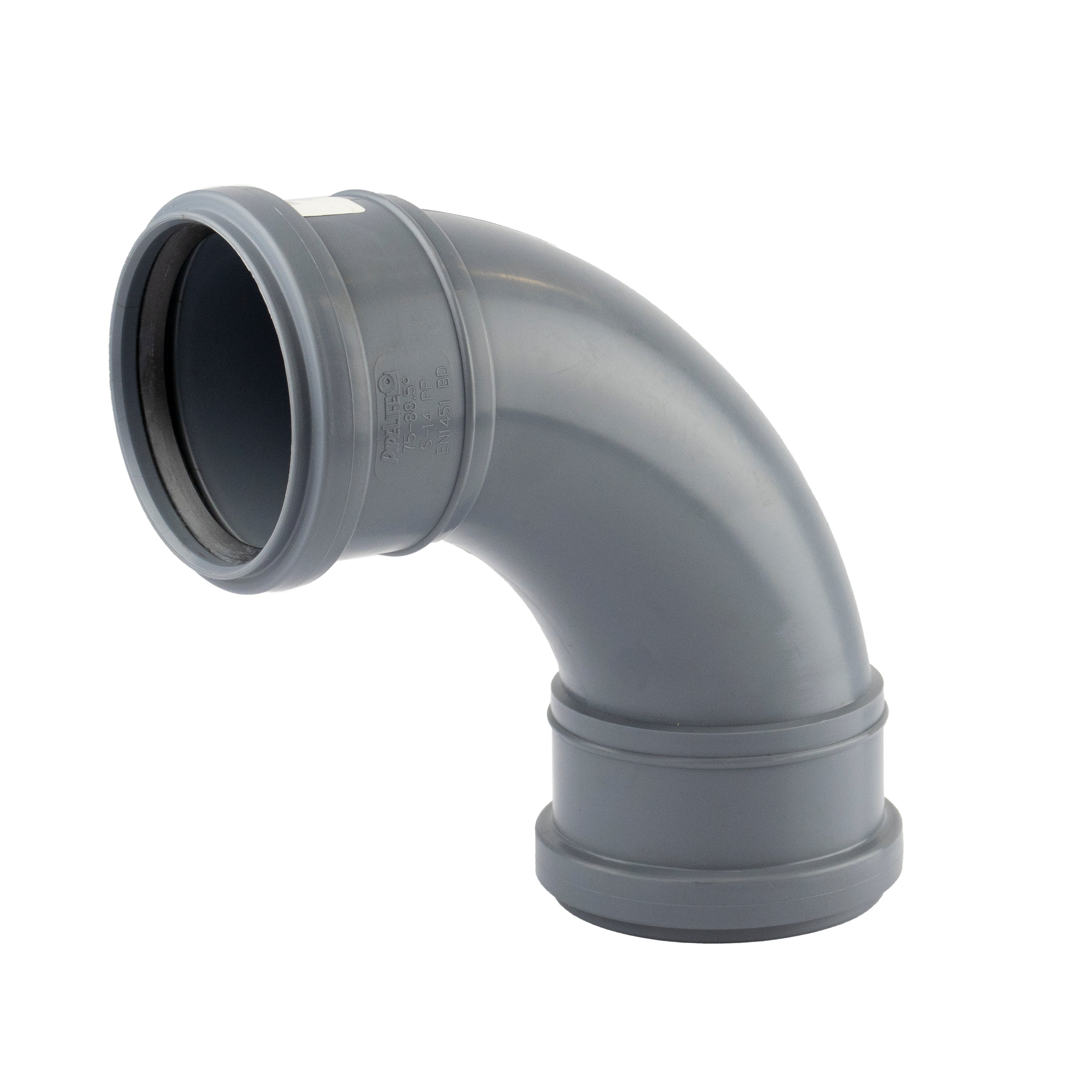 1 - Kiinteistöviemäröinti Muhvikulma VOTEC PP 75mm 88.5° harmaa pyöristetty
