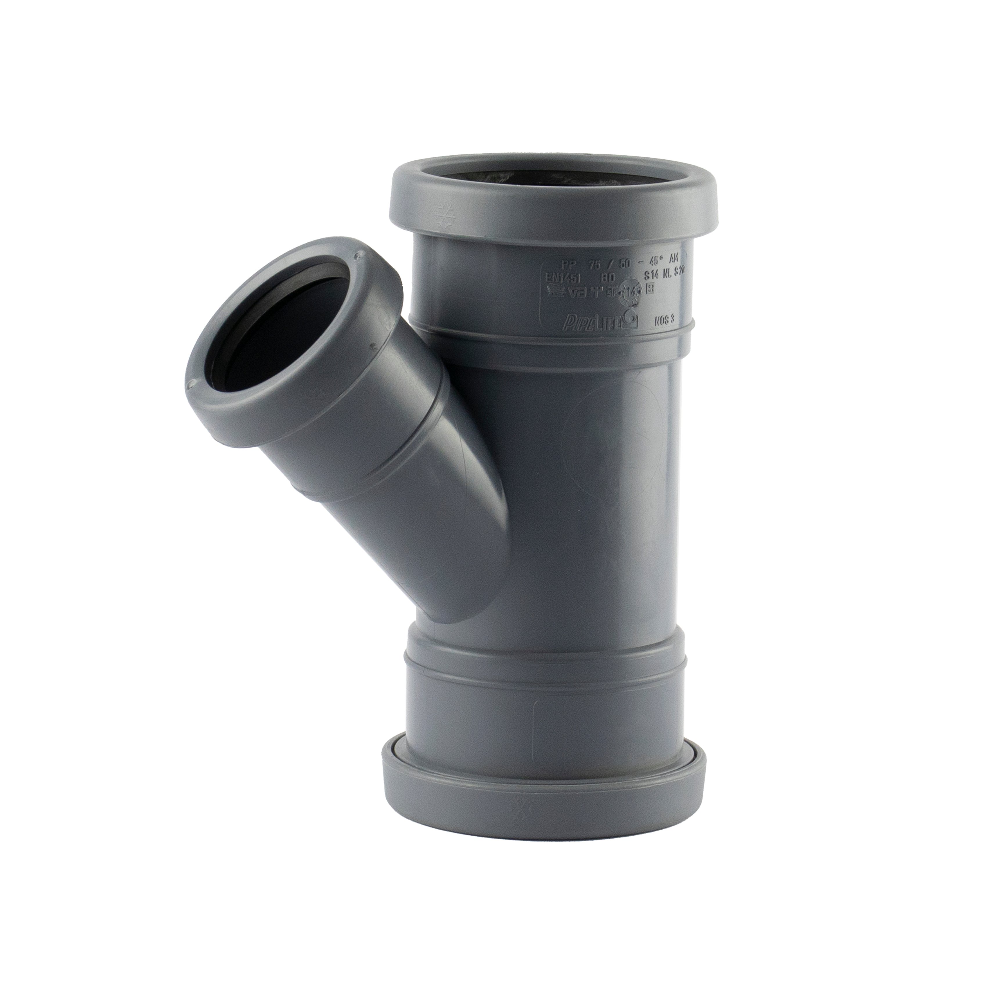 1 - Kiinteistöviemäröinti Muhvihaara VOTEC PP 75/50mm 45° Harmaa