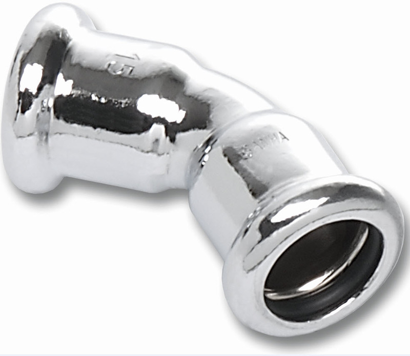 Putkiliittimet Puristuskäyrä Altech M-press 45° 12mm Kromi