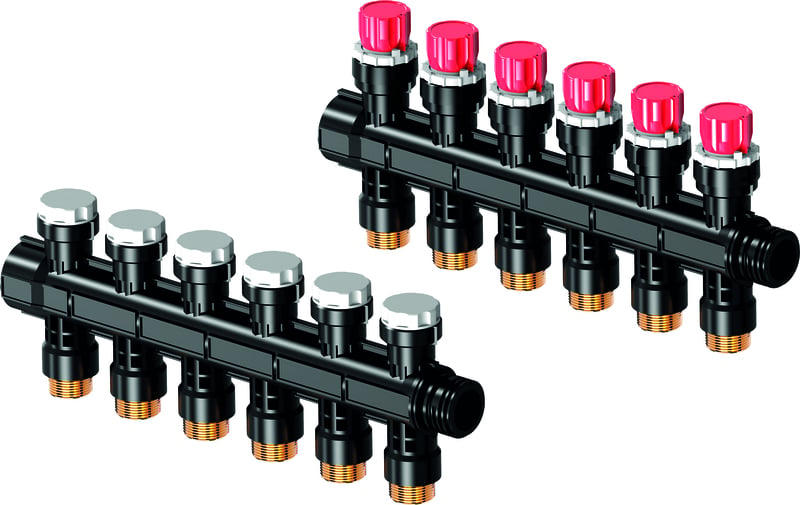 Käyttövesi- ja lämpöjohtoputket Jakotukki Uponor Vario Plus 6-lähtöä 3/4" Euro