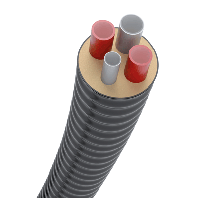 1 - Käyttövesi- ja lämpöjohtoputket Lämpö/KV-putkielem. CALPEX 2x25/25+20/142mm