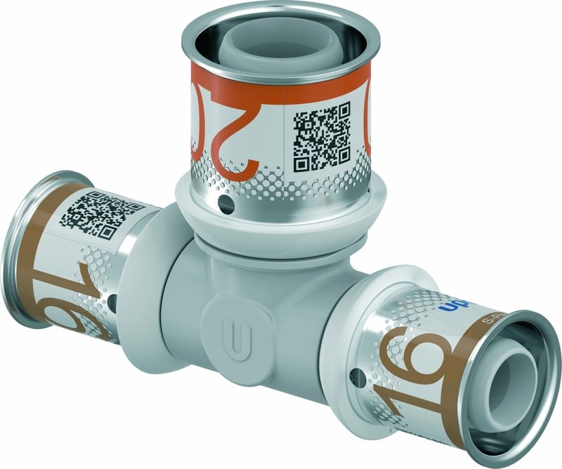 Komposiittiputket ja -osat Puristus T-haara Uponor S-Press PLUS 16-20-16 PPSU
